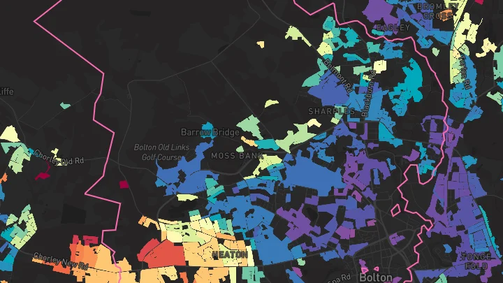 House price heatmap showing property values across Bolton