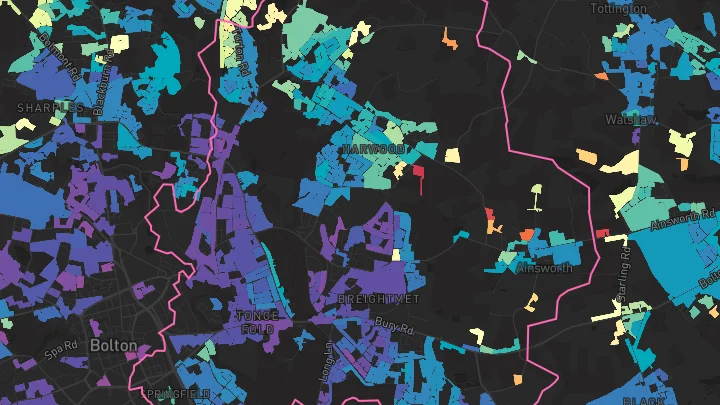 House price heatmap showing property values across Bolton