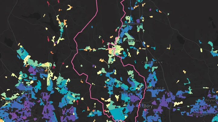 House price heatmap showing property values across Bury