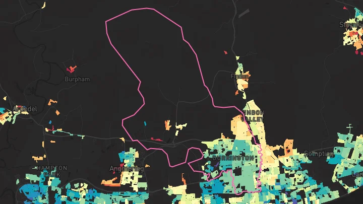 House price heatmap showing property values across Worthing
