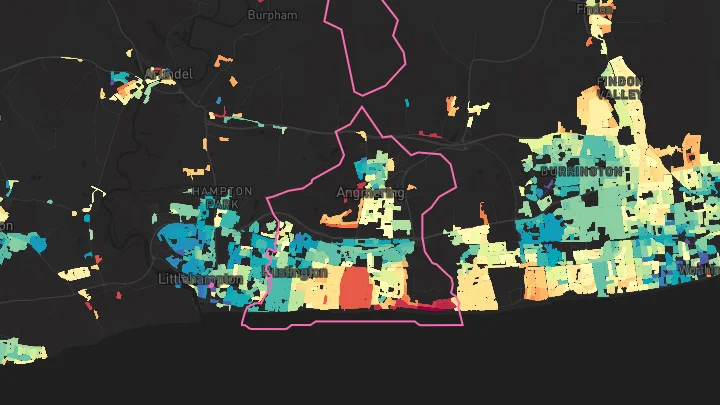 House price heatmap showing property values across Rustington