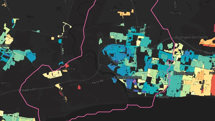 House price heatmap showing property values across Littlehampton