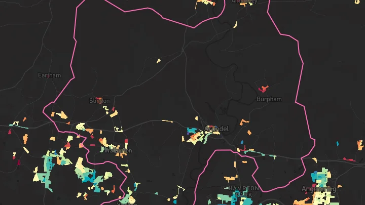 House price heatmap showing property values across Yapton