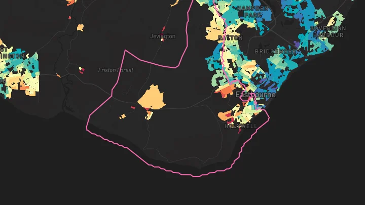 House price heatmap showing property values across Eastbourne
