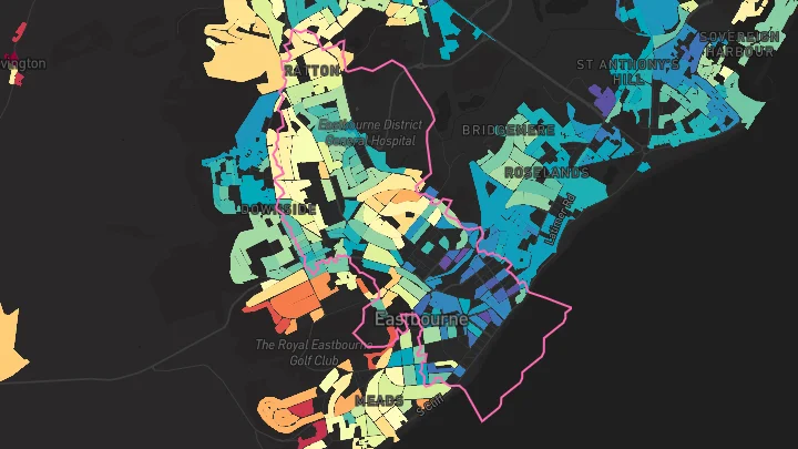 House price heatmap showing property values across Eastbourne