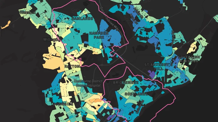 House price heatmap showing property values across Eastbourne