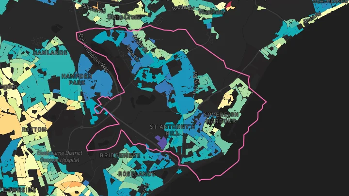 House price heatmap showing property values across Eastbourne