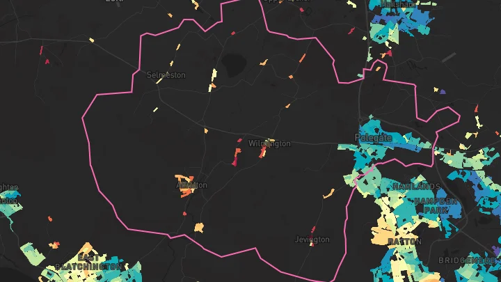 House price heatmap showing property values across Polegate