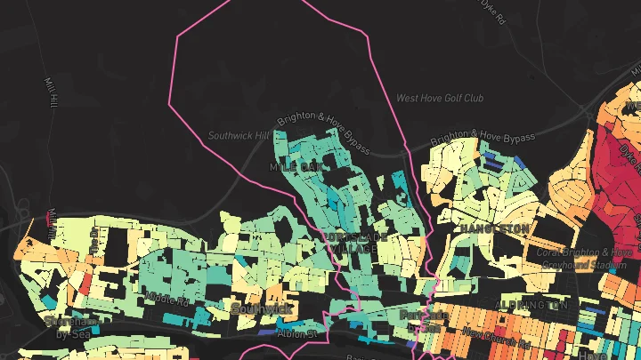 House price heatmap showing property values across Portslade