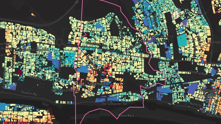 House price heatmap showing property values across Southwick
