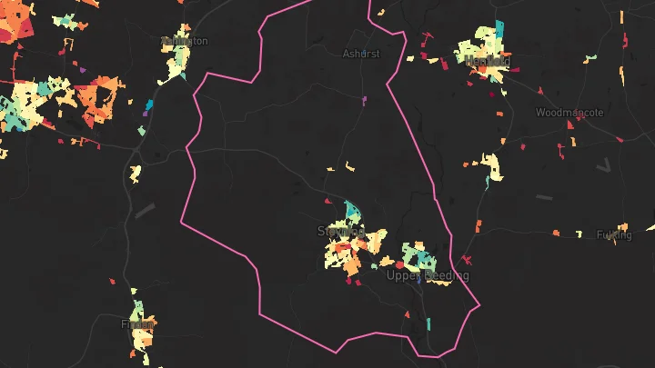 House price heatmap showing property values across Upper Beeding