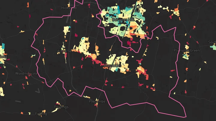 House price heatmap showing property values across Hurstpierpoint