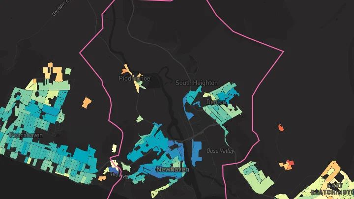 House price heatmap showing property values across Newhaven