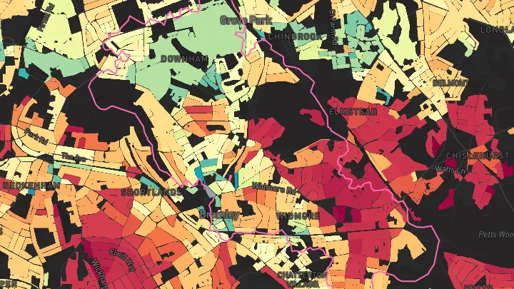House price heatmap showing property values across Bromley