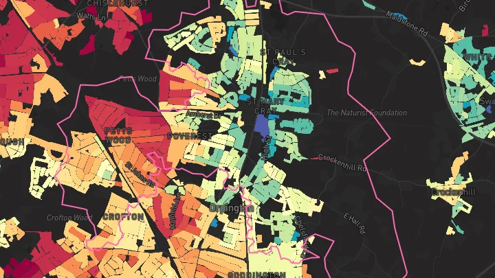 House price heatmap showing property values across Orpington