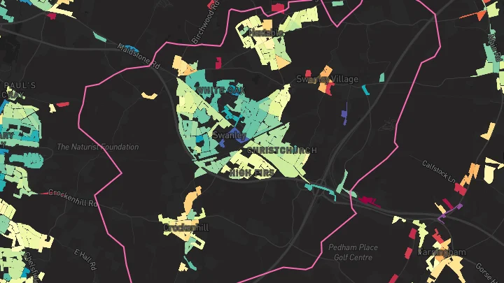 House price heatmap showing property values across Swanley