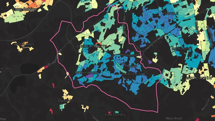 House price heatmap showing property values across Bristol
