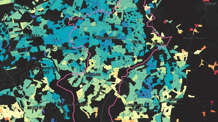 House price heatmap showing property values across Kingswood
