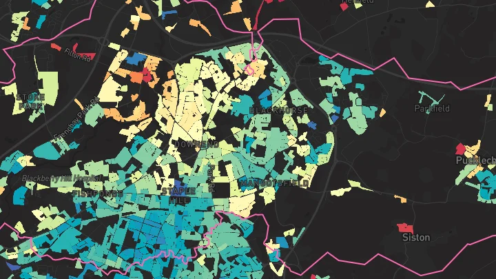 House price heatmap showing property values across Emersons Green