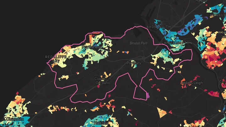 House price heatmap showing property values across Portishead