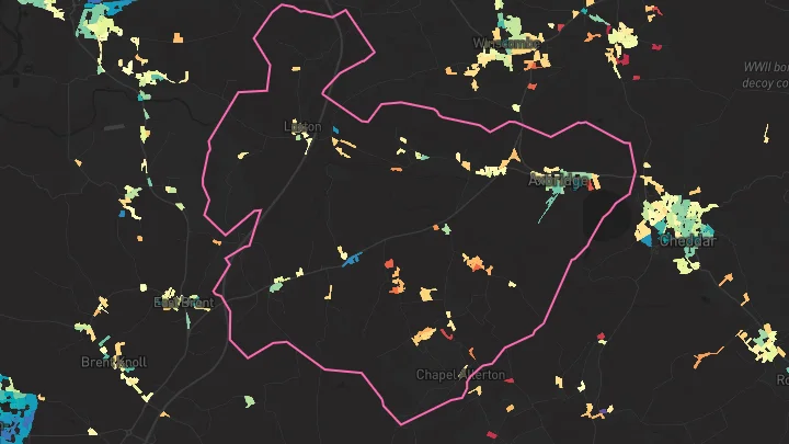House price heatmap showing property values across Axbridge