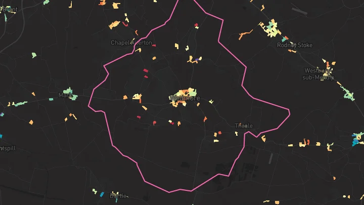 House price heatmap showing property values across Wedmore