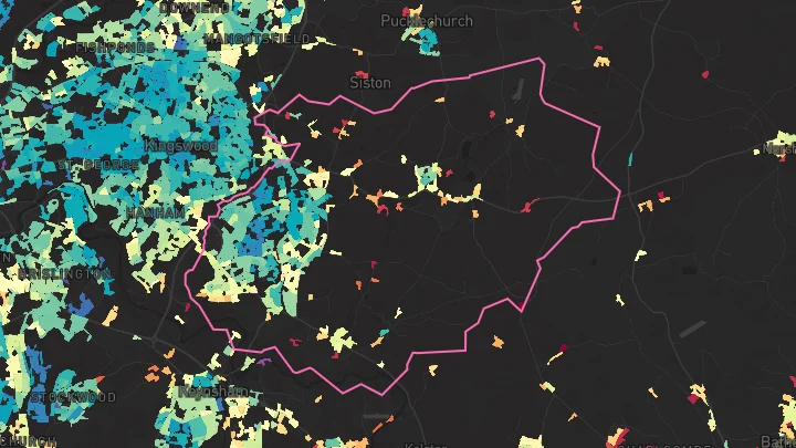 House price heatmap showing property values across Longwell Green