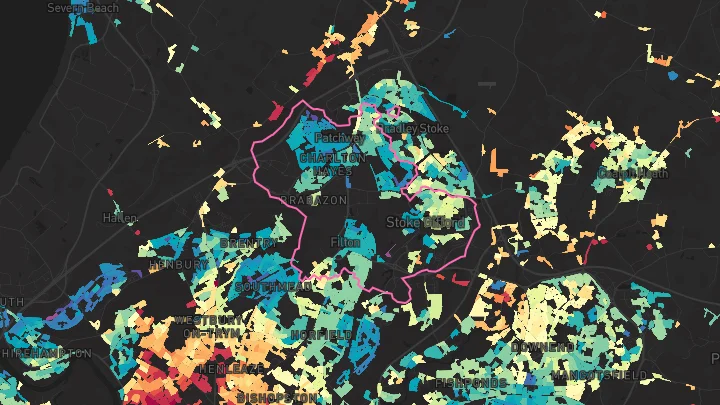 House price heatmap showing property values across Patchway