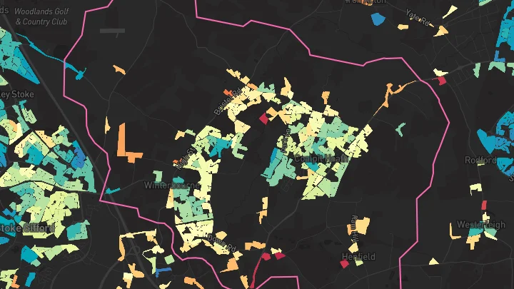 House price heatmap showing property values across Frampton Cotterell