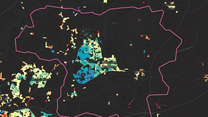 House price heatmap showing property values across Yate