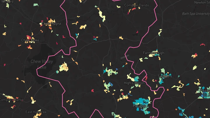 House price heatmap showing property values across Paulton
