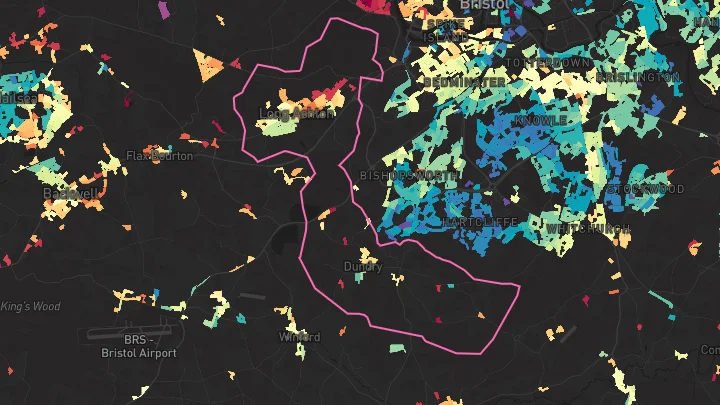 House price heatmap showing property values across Long Ashton