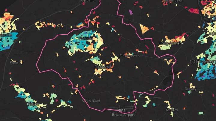 House price heatmap showing property values across Nailsea