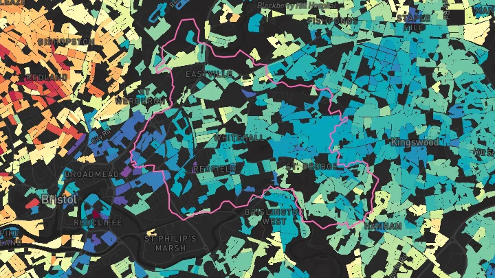 House price heatmap showing property values across Bristol