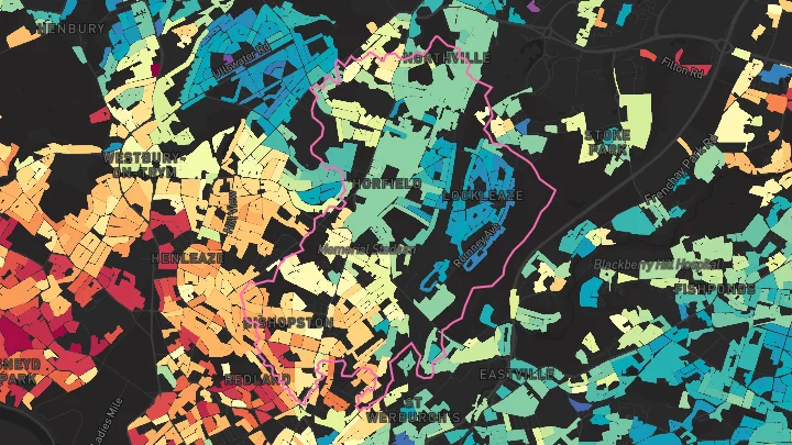 House price heatmap showing property values across Bristol