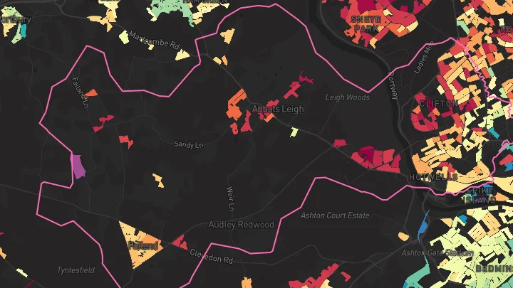 House price heatmap showing property values across Clifton