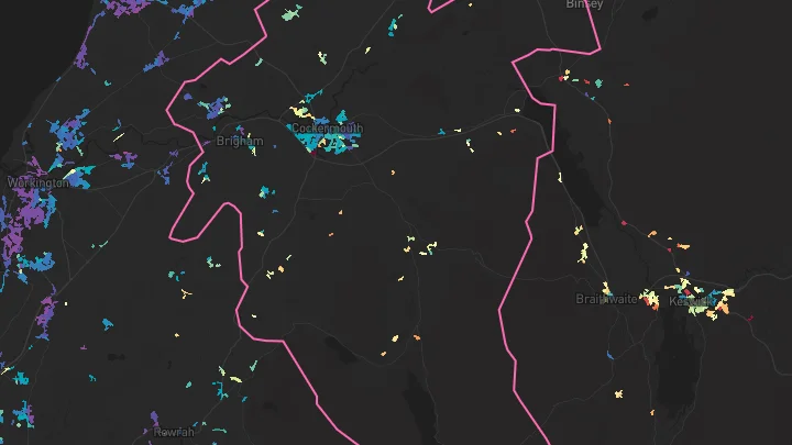 House price heatmap showing property values across Cockermouth