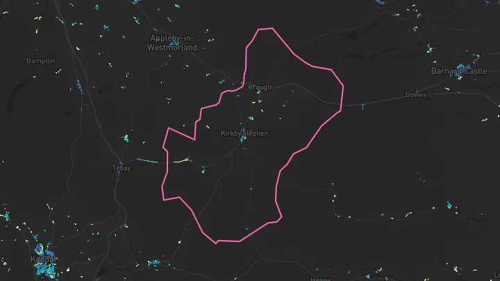 House price heatmap showing property values across Kirkby Stephen