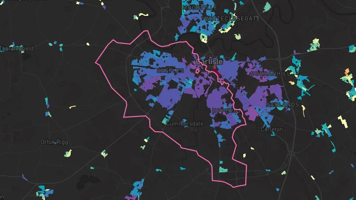 House price heatmap showing property values across Carlisle