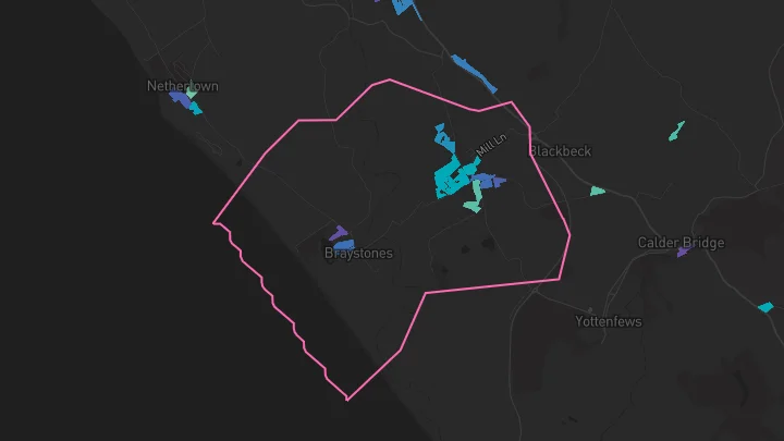 House price heatmap showing property values across Beckermet
