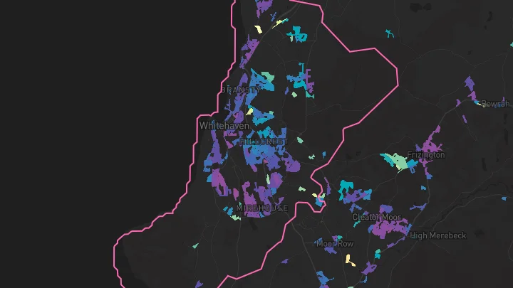 House price heatmap showing property values across Whitehaven