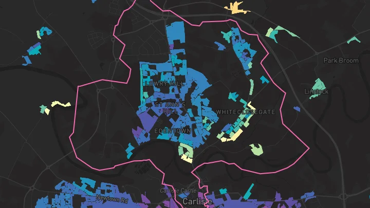 House price heatmap showing property values across Carlisle