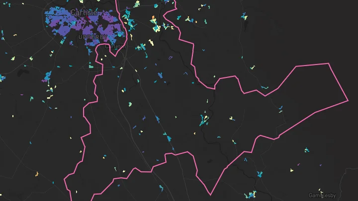 House price heatmap showing property values across Scotby