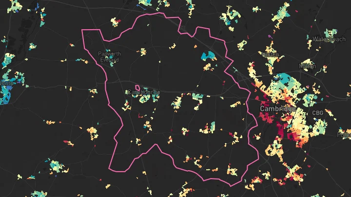 House price heatmap showing property values across Great Cambourne