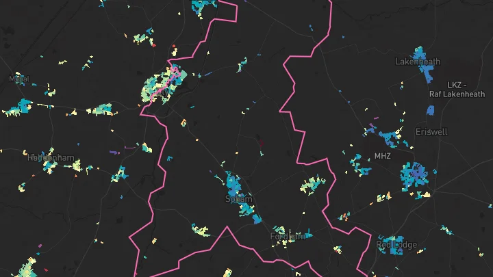 House price heatmap showing property values across Soham
