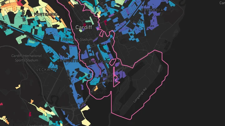 House price heatmap showing property values across Cardiff