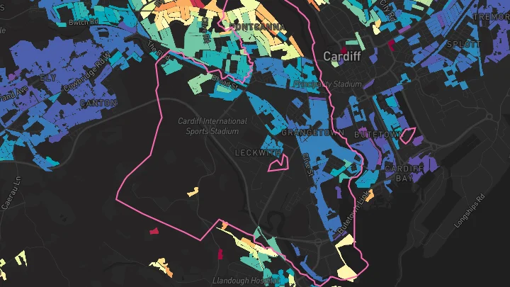 House price heatmap showing property values across Cardiff