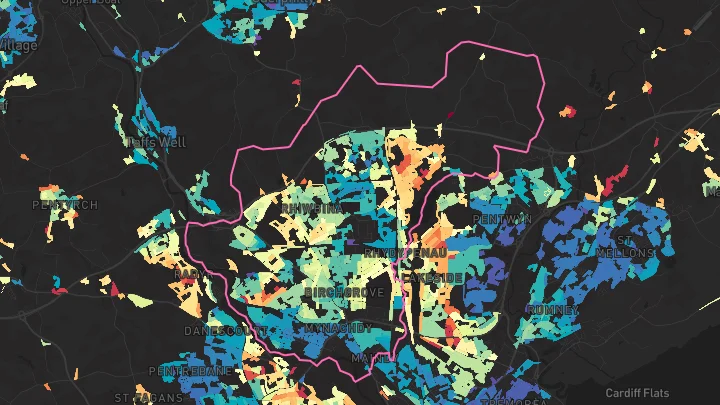 House price heatmap showing property values across Cardiff