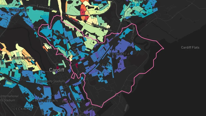 House price heatmap showing property values across Cardiff