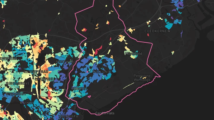 House price heatmap showing property values across St Mellons